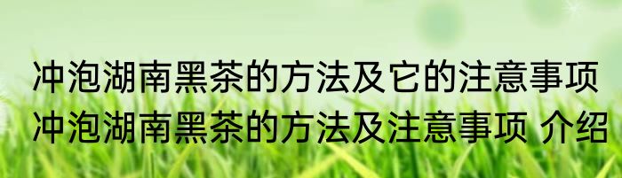 冲泡湖南黑茶的方法及它的注意事项 冲泡湖南黑茶的方法及注意事项 介绍