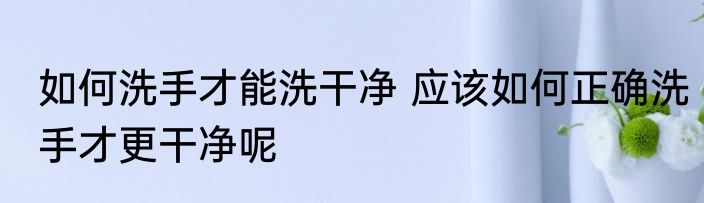 如何洗手才能洗干净 应该如何正确洗手才更干净呢