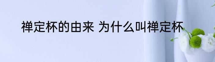 禅定杯的由来 为什么叫禅定杯