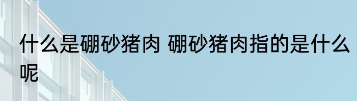 什么是硼砂猪肉 硼砂猪肉指的是什么呢