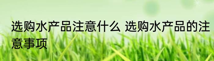 选购水产品注意什么 选购水产品的注意事项