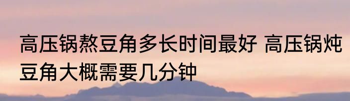 高压锅熬豆角多长时间最好 高压锅炖豆角大概需要几分钟