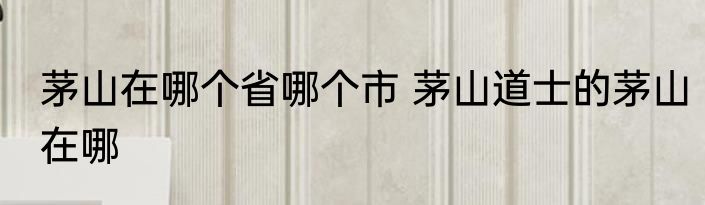 茅山在哪个省哪个市 茅山道士的茅山在哪