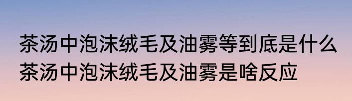 茶汤中泡沫绒毛及油雾等到底是什么 茶汤中泡沫绒毛及油雾是啥反应