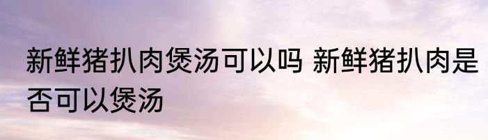 新鲜猪扒肉煲汤可以吗 新鲜猪扒肉是否可以煲汤