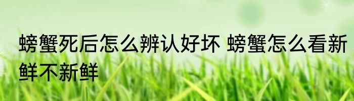 螃蟹死后怎么辨认好坏 螃蟹怎么看新鲜不新鲜