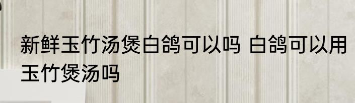 新鲜玉竹汤煲白鸽可以吗 白鸽可以用玉竹煲汤吗