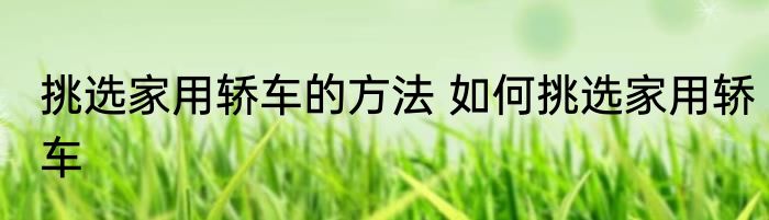 挑选家用轿车的方法 如何挑选家用轿车
