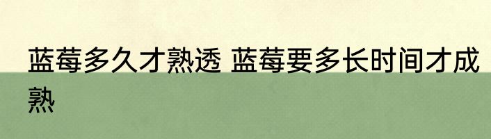 蓝莓多久才熟透 蓝莓要多长时间才成熟