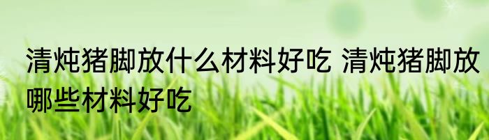 清炖猪脚放什么材料好吃 清炖猪脚放哪些材料好吃