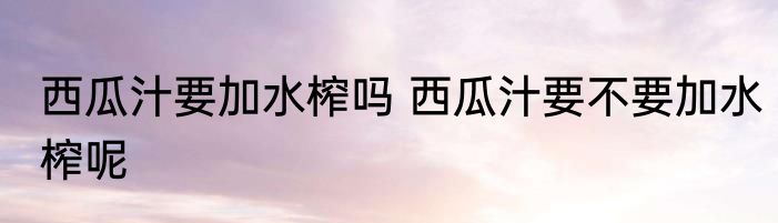 西瓜汁要加水榨吗 西瓜汁要不要加水榨呢