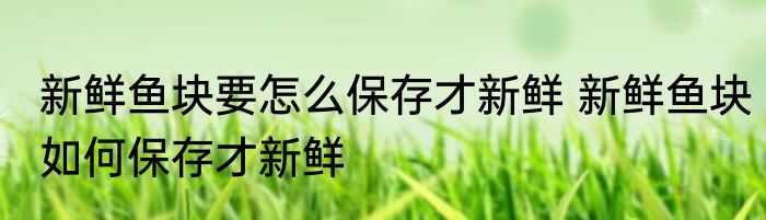 新鲜鱼块要怎么保存才新鲜 新鲜鱼块如何保存才新鲜