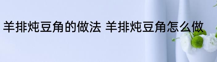 羊排炖豆角的做法 羊排炖豆角怎么做