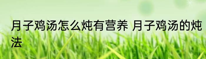 月子鸡汤怎么炖有营养 月子鸡汤的炖法