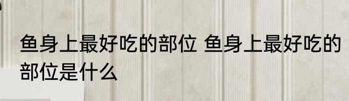 鱼身上最好吃的部位 鱼身上最好吃的部位是什么