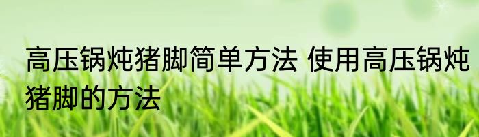 高压锅炖猪脚简单方法 使用高压锅炖猪脚的方法