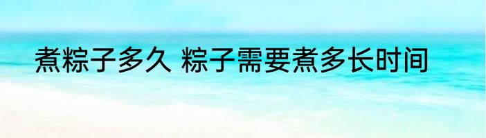 煮粽子多久 粽子需要煮多长时间