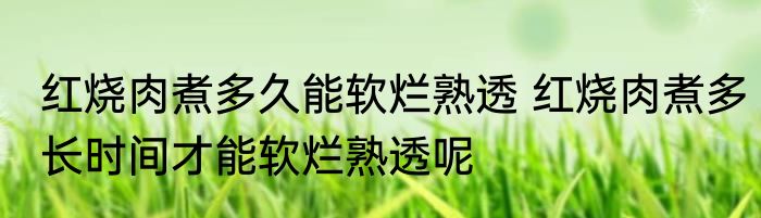 红烧肉煮多久能软烂熟透 红烧肉煮多长时间才能软烂熟透呢