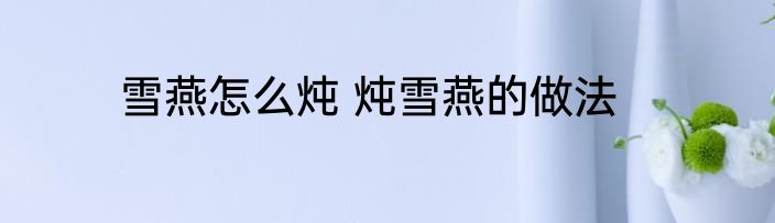 雪燕怎么炖 炖雪燕的做法