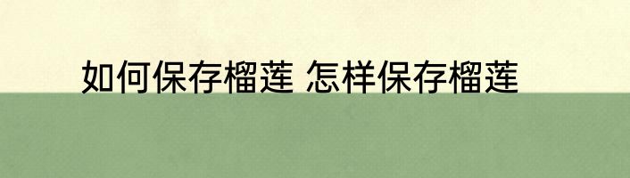 如何保存榴莲 怎样保存榴莲
