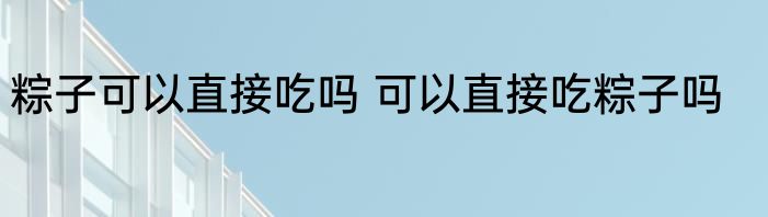 粽子可以直接吃吗 可以直接吃粽子吗