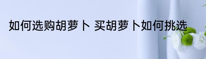 如何选购胡萝卜 买胡萝卜如何挑选