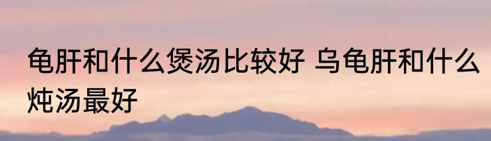 龟肝和什么煲汤比较好 乌龟肝和什么炖汤最好