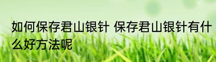 如何保存君山银针 保存君山银针有什么好方法呢