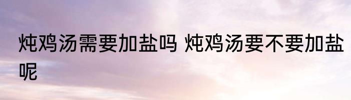炖鸡汤需要加盐吗 炖鸡汤要不要加盐呢