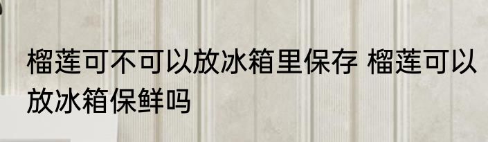 榴莲可不可以放冰箱里保存 榴莲可以放冰箱保鲜吗