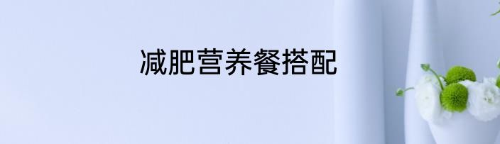 减肥营养餐搭配