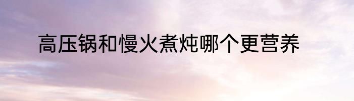 高压锅和慢火煮炖哪个更营养