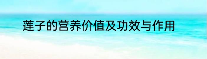 莲子的营养价值及功效与作用