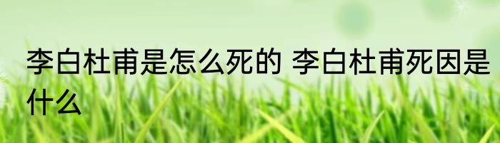 李白杜甫是怎么死的 李白杜甫死因是什么