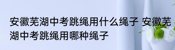 安徽芜湖中考跳绳用什么绳子 安徽芜湖中考跳绳用哪种绳子