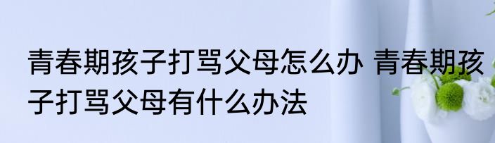 青春期孩子打骂父母怎么办 青春期孩子打骂父母有什么办法