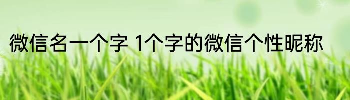微信名一个字 1个字的微信个性昵称