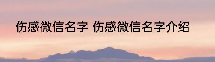 伤感微信名字 伤感微信名字介绍