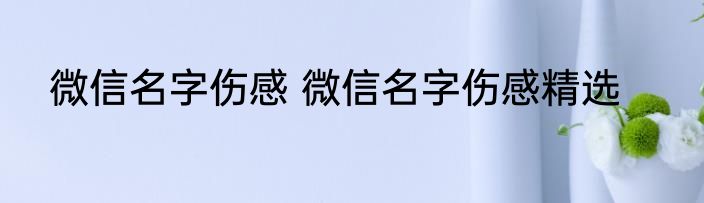 微信名字伤感 微信名字伤感精选