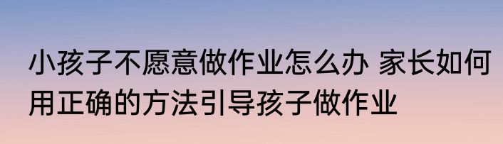 小孩子不愿意做作业怎么办 家长如何用正确的方法引导孩子做作业