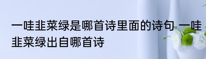 一哇韭菜绿是哪首诗里面的诗句 一哇韭菜绿出自哪首诗