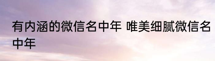 有内涵的微信名中年 唯美细腻微信名中年