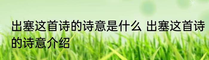 出塞这首诗的诗意是什么 出塞这首诗的诗意介绍
