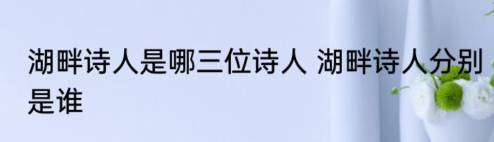 湖畔诗人是哪三位诗人 湖畔诗人分别是谁