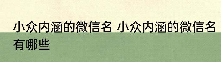 小众内涵的微信名 小众内涵的微信名有哪些