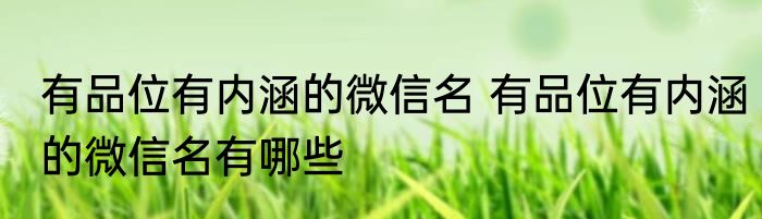 有品位有内涵的微信名 有品位有内涵的微信名有哪些
