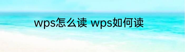 wps怎么读 wps如何读