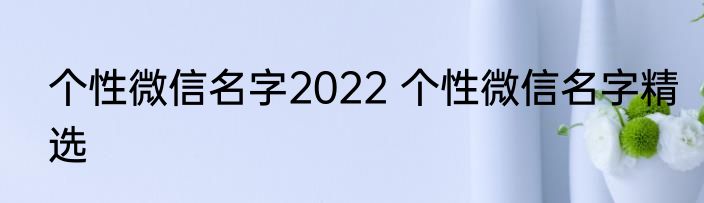 个性微信名字2022 个性微信名字精选