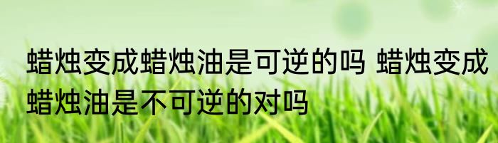 蜡烛变成蜡烛油是可逆的吗 蜡烛变成蜡烛油是不可逆的对吗