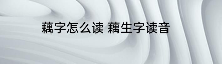 藕字怎么读 藕生字读音